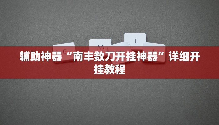 辅助神器“南丰数刀开挂神器”详细开挂教程