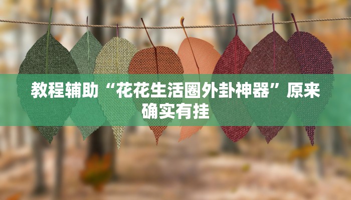 教程辅助“花花生活圈外卦神器”原来确实有挂