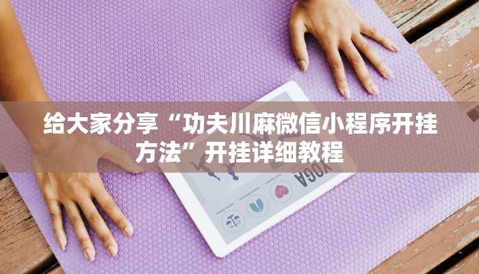 给大家分享“功夫川麻微信小程序开挂方法”开挂详细教程